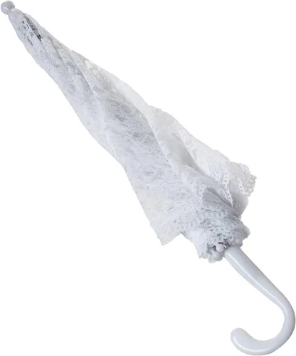 Miniatura 3 de Darice 35058-1 Sombrilla bordada de encaje 32 pulgadas color blanco