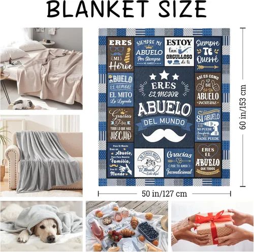 Miniatura 7 de Regalos para Abuelo en español, Regalo para Abuelo Manta Throw 60"x50", El Mejor Abuelo Del Mundo, Regalos para Abuelito, Regalos para Abuelito Día