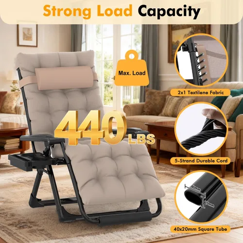 Miniatura 5 de Slendor Sillas de Gravedad Cero de Tamaño Extra Grande XL, Silla de Descanso de Gravedad Cero, Silla Anti Gravedad Grande de 29 Pulgadas, Silla