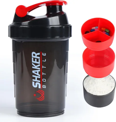 Miniatura 7 de Botella agitadora de proteínas, botella de agua deportiva, botella a prueba de fugas para mezclador de proteínas, antideslizante de 3 capas de 3