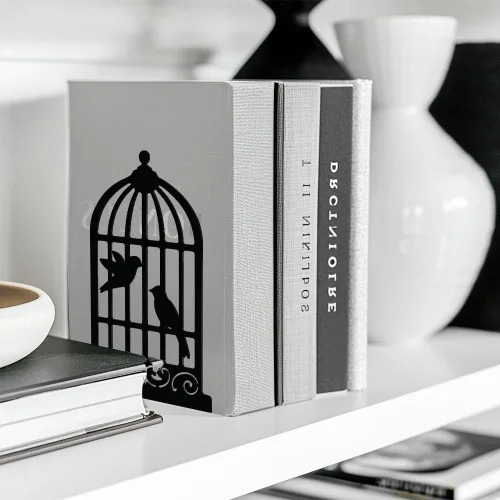 Miniatura 5 de Peacoblue Sujetalibros de Metal para Estantes, Soporte Moderno Decorativo de Servicio Pesado para Libros de Estudio para Oficina, Escritorio