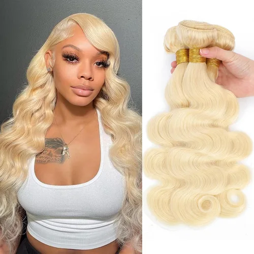 Miniatura 8 de 613 paquetes de cabello humano rubio ondulado, 3 paquetes de 10, 12, 14 pulgadas, 100% sin procesar, 10A, paquetes de cabello humano virgen