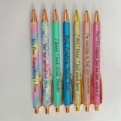 Miniatura 5 de Jxueych Hilarante juego de 5 bolígrafos de humor de oficina con frases sarcásticas – Silénciarte, siempre fuera de la oficina y más Regalo