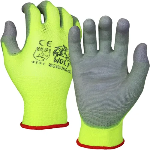 Miniatura 8 de WOLF Guantes de trabajo con palma recubierta de poliuretano y carcasa de nylon, para construcción, mecánica, almacén, trabajo de jardinería, trabajo