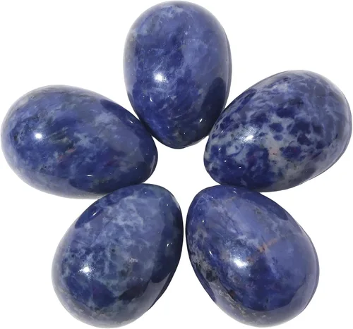 Miniatura 3 de Huevo de piedra pulida para el día de Pascua, palma/bolsillo/preocupación Enegry cristal curativo figura Fengshui, soadalite 1.8 x 1.3 pulgadas