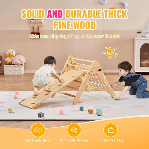 Miniatura 3 de VEVOR Pikler - Juego de triángulos escalador 4 en 1, Montessori plegable para escalar, tamaño grande, juguetes de escalada para niños pequeños