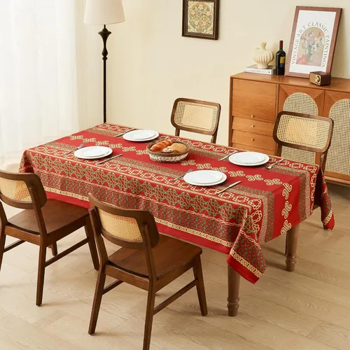 Miniatura 76 de Mantel para mesa rectangular de 55x71 pulgadas, de lino sintético, resistente a las arrugas e impermeable, color beige, para cocina, comedor