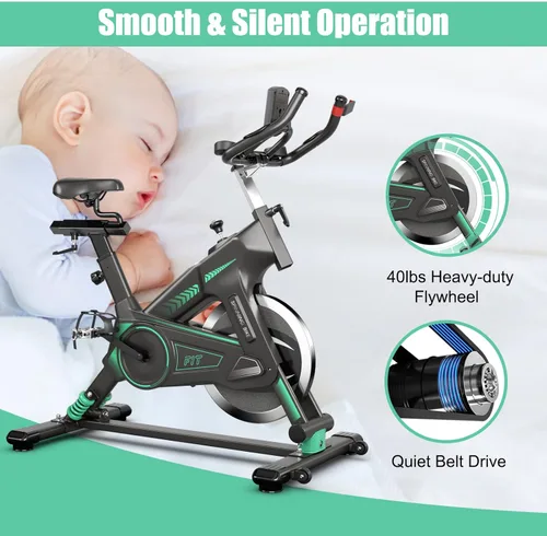 Miniatura 6 de Goplus Bicicleta de ciclismo de interior, bicicleta estática de entrenamiento con soportes para dispositivos, monitor LCD, resistencia ajustable
