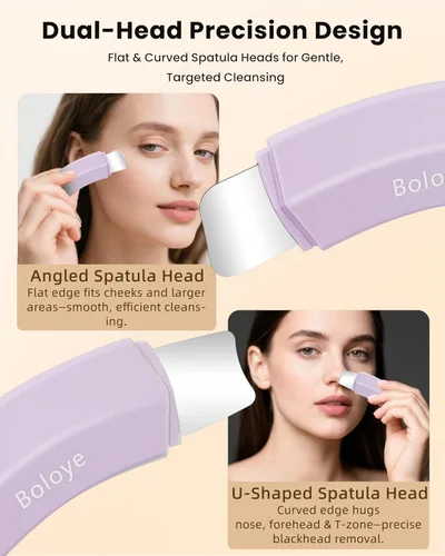 Miniatura 5 de Boloye Herramienta para quitar puntos negros, raspador facial de doble cabeza y limpiador de poros para limpieza facial profunda, raspador de nariz