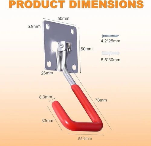 Miniatura 3 de Ganchos de garaje, paquete de 8 ganchos ajustables para almacenamiento en pared, ganchos de acero inoxidable resistentes con revestimiento 9 Packs