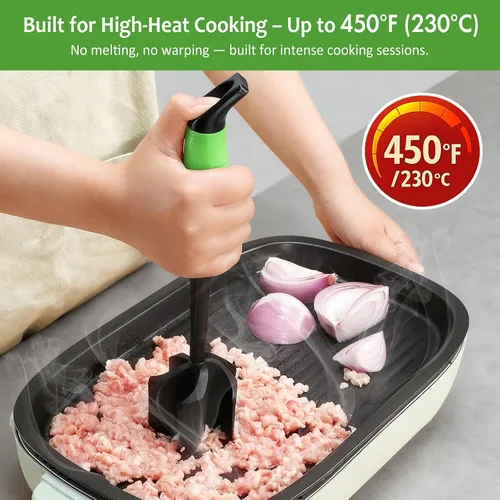 Miniatura 3 de Ourokhome Picador de carne y machacador de papas, machacador de carne molida de nailon resistente al calor para hamburguesas, 5 cuchillas curvas