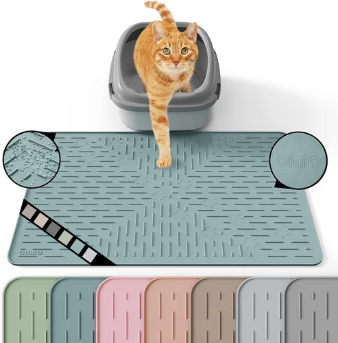 Miniatura 20 de OHMO Alfombrilla Grande para Arena de Gatos Alfombrilla de Captura Premium Goma de Silicona 31.5 x 23.6 pulgadas Gris Ceniza, Alfombrilla para Caja