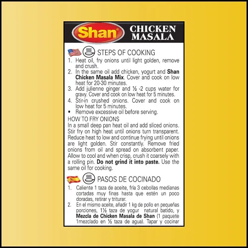 Miniatura 5 de Shan Receta de mezcla de pollo Masala y condimento de 1.76 onzas (1.76 oz) - Polvo de especias para pollo en salsa de yogur - Adecuado