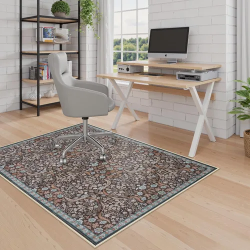 Miniatura 10 de Anidaroel Tapete de 36 x 48 pulgadas para silla de oficina con diseño floral verde para suelo de madera dura, alfombra de oficina para silla