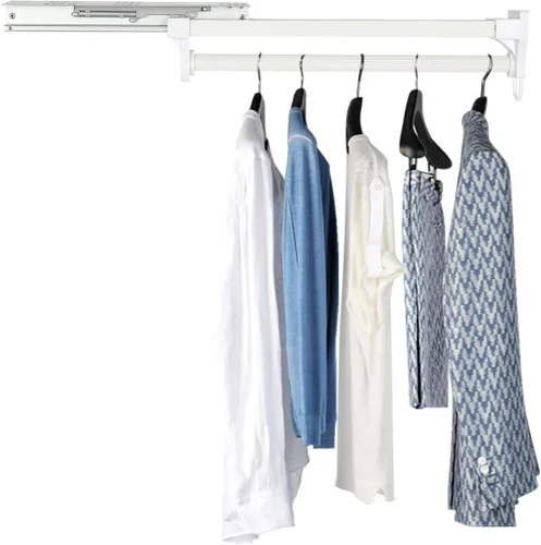 Barra extraíble para colgar ropa, barra ajustable para perchero de ropa, barra extraíble para colgar pantalones para armarios, armarios de Blanco