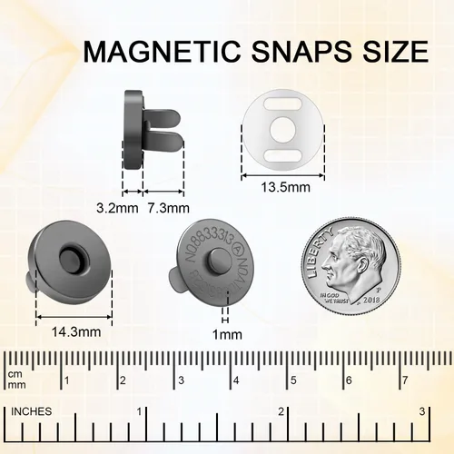 Miniatura 2 de CooBigo 24 juegos de broches magnéticos para cierres de bolso de 14 mm, kit de repuesto de broches magnéticos para bolsos y bolsos de mano, ropa