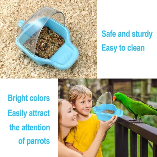 Miniatura 5 de Caja de baño para pájaros colgante, juguete de periquitos, bañeras enjauladas, tina de loro para ducha de agua, alimentador de alimentos, bandeja