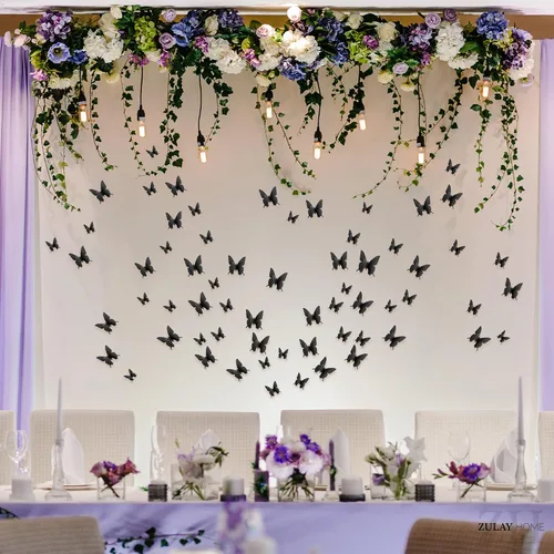 Miniatura 7 de Zulay Home Decoración de pared de mariposa 3D, 24 piezas con 3 tamaños diferentes, decoraciones extraíbles para habitación, cumpleaños, fiestas