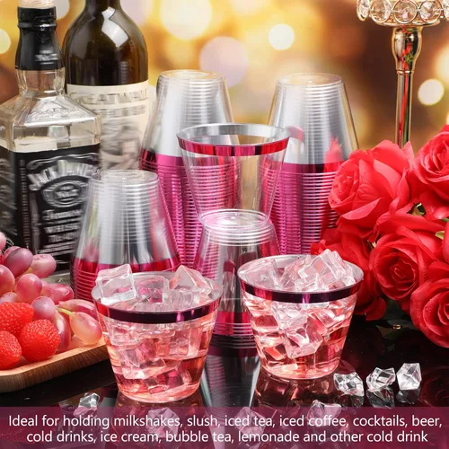 Miniatura 4 de Lounsweer 100 vasos de plástico con borde de 9 onzas, copas de cóctel transparentes de San Valentín, copas de vino resistentes para el día de San