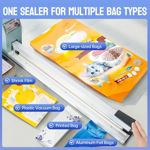 Miniatura 5 de Sellador térmico por impulso con barra de sellado, máquina de sellado y corte de bolsas de alta resistencia, 4 reemplazos adicionales