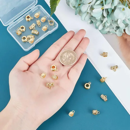 Miniatura 5 de PH PandaHall 4 estilos de cuentas de fianza, chapados en oro de 18 quilates, cuentas de conector de larga duración, 24 cuentas de tubo de fianza