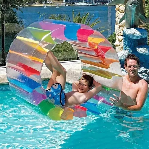 Miniatura 6 de MorTime Flotador de rodillo inflable, rueda de agua colorida de 40 pulgadas, juguete de rodillo de piscina para niños y adultos al aire libre