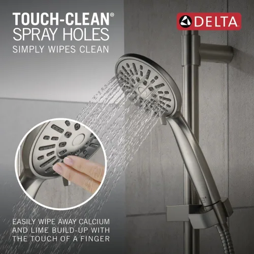 Miniatura 4 de Barra de deslizamiento para ducha de mano Delta con manguera, cabezal de ducha de mano cepillado en níquel, barra de deslizamiento para ducha