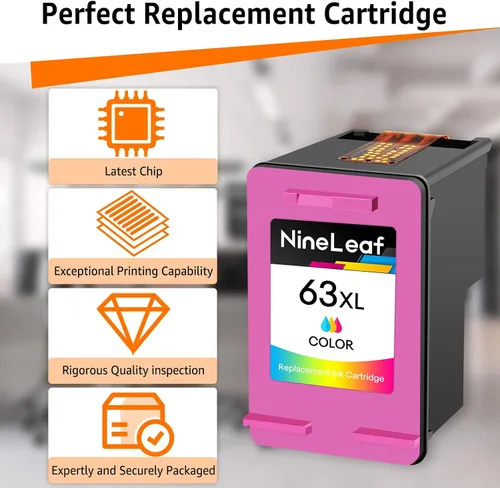 Miniatura 4 de NineLeaf Cartucho de tinta remanufacturado de alto rendimiento compatible con HP 63 63XL F6U64AN Uso en Envy 4513 4511 4520 4516 Officejet 4650 5255