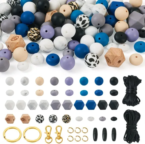 Miniatura 10 de Cuentas de silicona para hacer llaveros, cuentas de silicona con estampado de leopardo, cuentas de silicona hexagonales octágonas con cuentas
