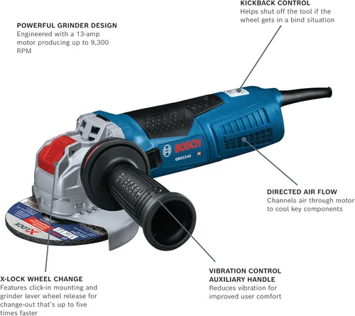 Miniatura 2 de Bosch Amoladora angular X-LOCK de 6 pulgadas GWX13-60 con interruptor lateral