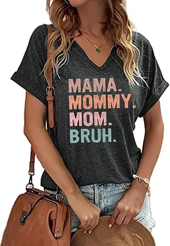 Miniatura 2 de Camiseta de manga corta con cuello en V para mujer, camiseta divertida para mamá