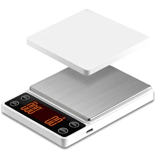 Báscula de café expreso con temporizador de precisión de 6.6 lbs/0.00 oz Escala de grano de café digital portátil recargable auto tara inteligente