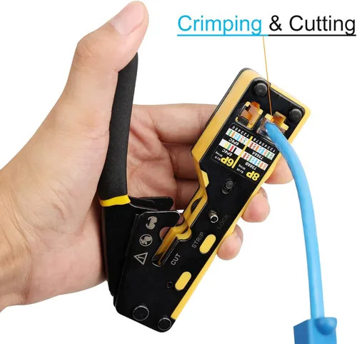 Miniatura 9 de Kit de herramientas de engaste RJ45 Solsop para paso de Ethernet, crimpadora CAT5 Cat5e Cat6