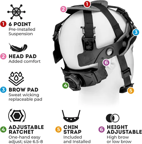 Miniatura 3 de Casco de seguridad de ala completa, Clase C G & E, aprobado por OSHA para trabajos de construcción, diseño premium de fibra de carbono, suspensión