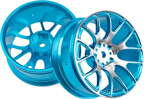 Miniatura 5 de Paquete de 4 llantas de metal de 0.472 pulgadas, buje hexagonal compatible con escalas 1/10 On-Road Racing Touring Drift Car Tamiya TT-01 Kyosho Azul