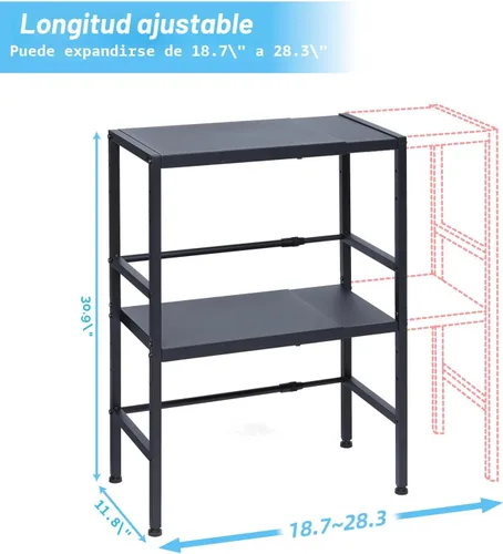Miniatura 2 de Estantes de almacenamiento de metal expandibles de 2 niveles, estanterías resistentes de 150 libras y almacenamiento, organización de utilidad