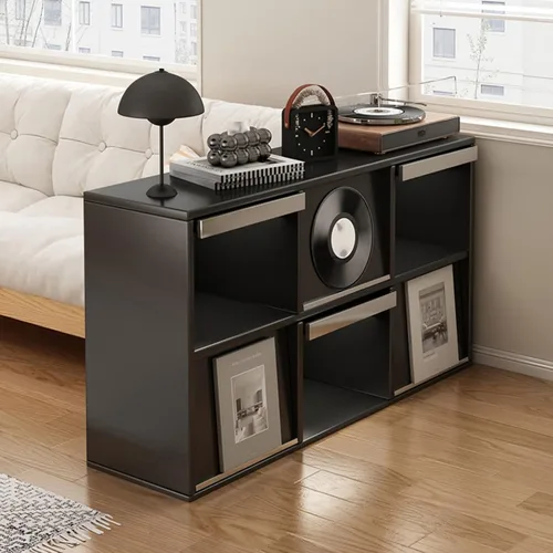Miniatura 9 de Armario de almacenamiento de discos, soporte para tocadiscos, soporte para tocadiscos con capacidad para más de 200 + de fácil montaje, mesa