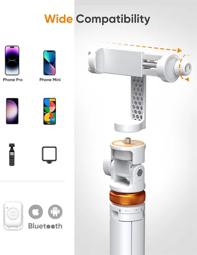 Miniatura 5 de EUCOS Trípode de 62 pulgadas para iPhone, resistente trípode para selfie stick con control remoto y soporte ligero para teléfono, trípode portátil