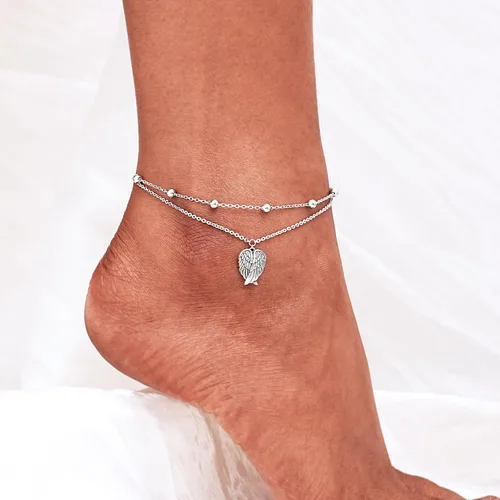 Miniatura 133 de CHIC & ARTSY Tobilleras delicadas de plata de ley S925 para verano, pulsera de tobillo ajustable multicapa para playa, joyería de pie para mujer