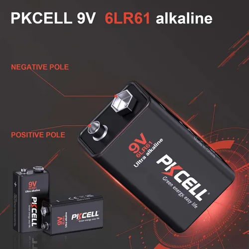 Miniatura 4 de PKCELL Paquete de 12 baterías de 9 voltios, baterías ultra alcalinas de 9 V 6LR61 de 9 V para detector de humo, alarmas de humo, vida útil de 10