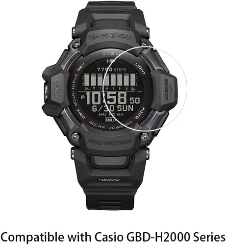 Miniatura 2 de Walieoka - Protector de pantalla compatible con Casio GBD-H2000, película protectora de vidrio templado de dureza 9H, resistente a los arañazos