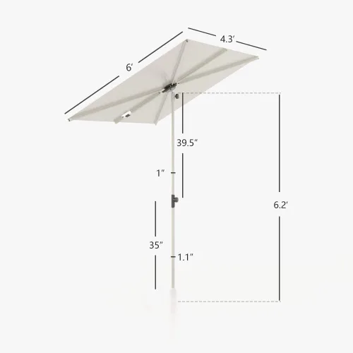 Miniatura 6 de Grand patio - Sombrilla de balcón, JENA 6x4 pies, sombrilla exterior con dosel plano rectangular versátil para patio con perilla giratoria de 360