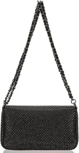 Miniatura 3 de Dexmay - Bolso clásico de cristal con solapa para fiesta, bolso de mano con diamantes de imitación