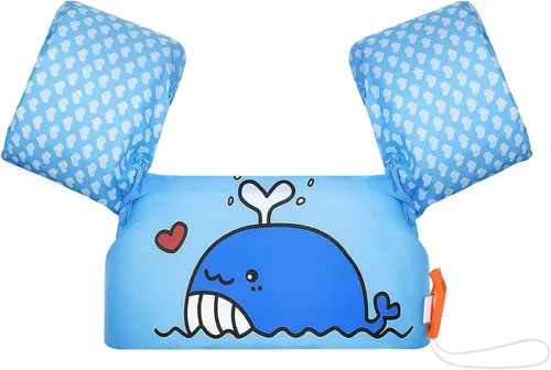 Miniatura 15 de MoKo Chaleco de natación para niños pequeños, flotadores de brazo de natación de 22 a 66 libras, niños y niñas, con dibujos animados, alas de agua