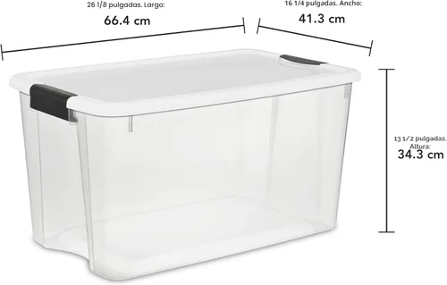 Miniatura 3 de Sterilite - Paquete de 8 cajas ultra de cierre con pestillo, contenedores de almacenamiento con tapas, plástico transparente, 70 cuartos de galón