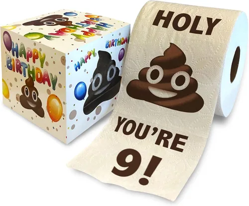 Printed TP Holy You're 9 Birthday - Papel higiénico para regalo de cumpleaños 9, divertido regalo de cumpleaños, broma de papel higiénico, novedad y