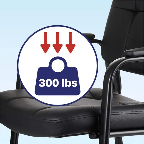 Miniatura 6 de CLATINA Silla de recepción clásica con reposabrazos acolchados y marco de acero resistente, silla ergonómica para invitados para oficina, Tinta