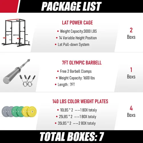 Miniatura 2 de Sportsroyals Jaula de Potencia, Rack de Potencia Multifuncional de 1600 libras con Sistema de Cruce de Cable Ajustable y Más Accesorios de Rojo