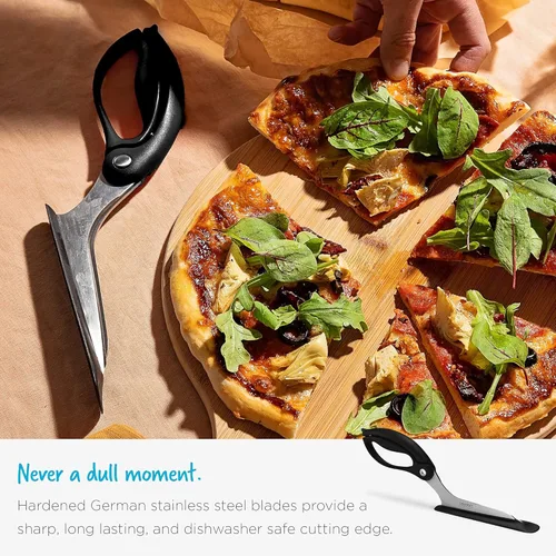 Miniatura 8 de Dreamfarm Scizza Tijeras de pizza 2 en 1 fáciles y ergonómicas con cuchillas de acero inoxidable y servidor de rebanadas antiadherente, color negro