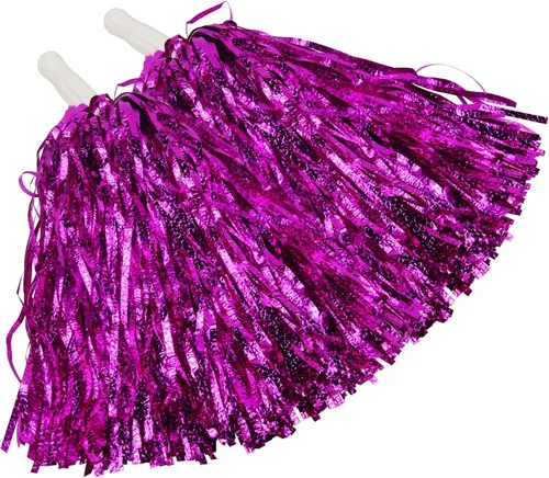 Miniatura 17 de Hooshing 12/24 unidades de pompones para porristas, pompones esponjosos metálicos brillantes para equipo de equipo deportivo, espíritu de fiesta